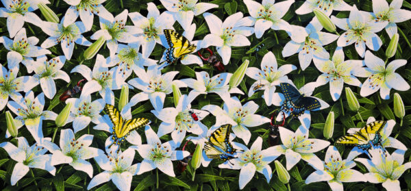 Painting title: Butterflies & Lillies